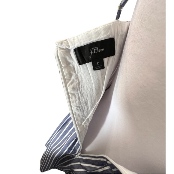 J. Crew Cotton Fit & Flare Sundress in Chambray and White Stripe w Pockets, Sz 6 - Picture 7 of 8